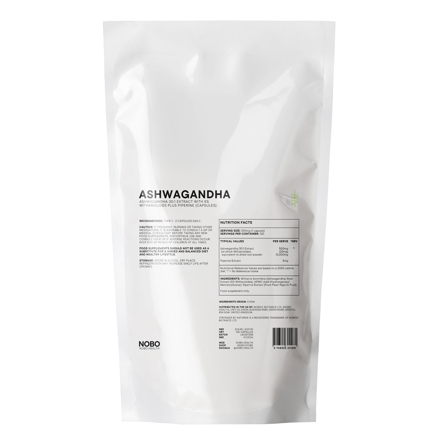 Ashwagandha Extract (5% Withanolides) Capsules