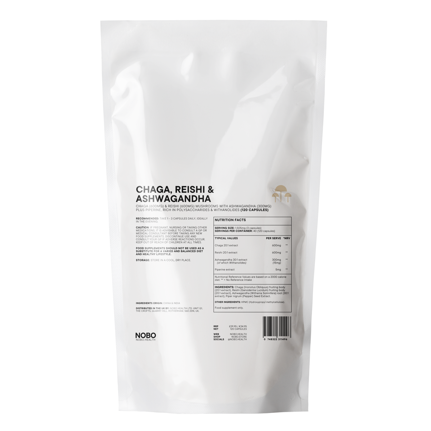 Chaga, Reishi & Ashwagandha Extract Capsules